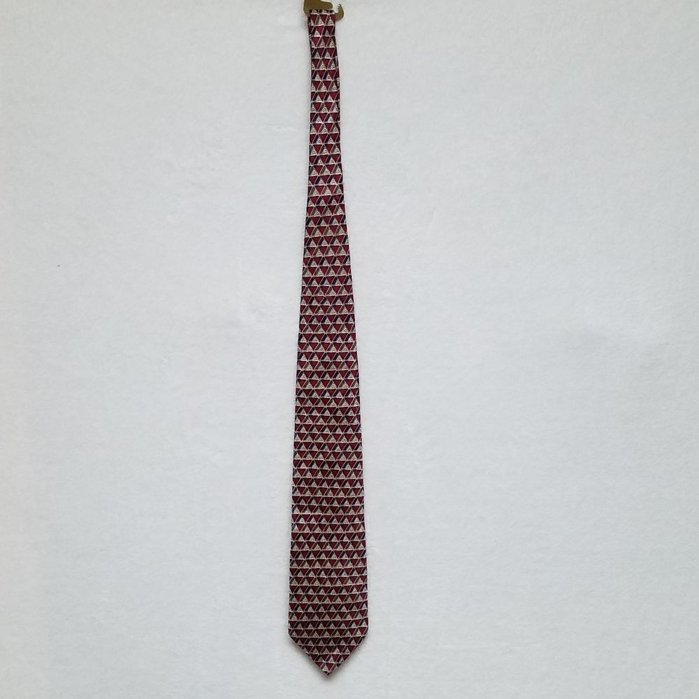 VINTAGE Christian Dior Red Pyramid Imported Silk Tie